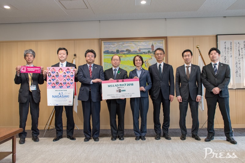 2018.3.23 サッカー女子日本代表<br>「なでしこジャパン」の高倉麻子監督が<br>長崎県庁を表敬訪問